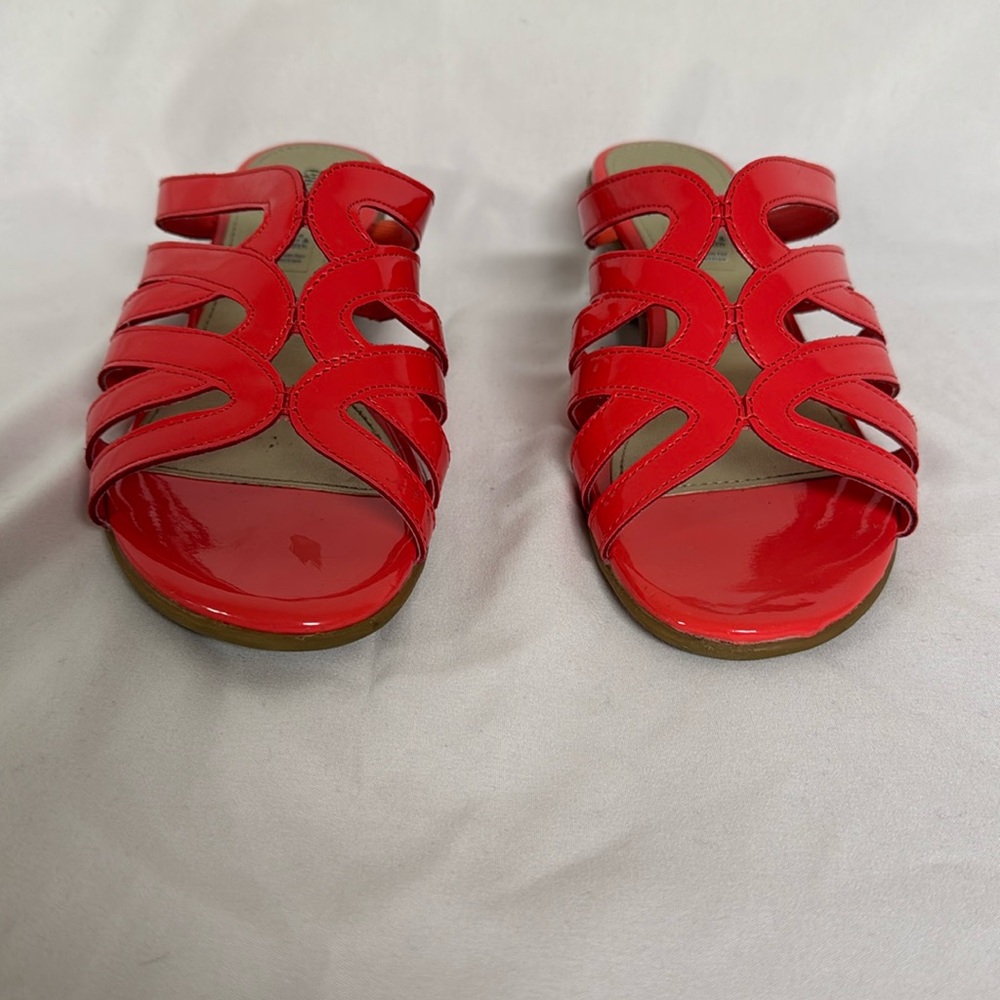 Red Strappy Wedge Sandals